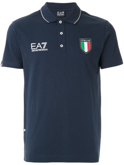 Blue Men's Ea7 Emporio Armani Chest Logo Polo Shirts | ZZCZ91F