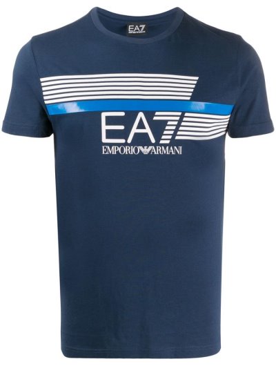 Blue Men's Ea7 Emporio Armani Logo Print T Shirts | 55L9HI8