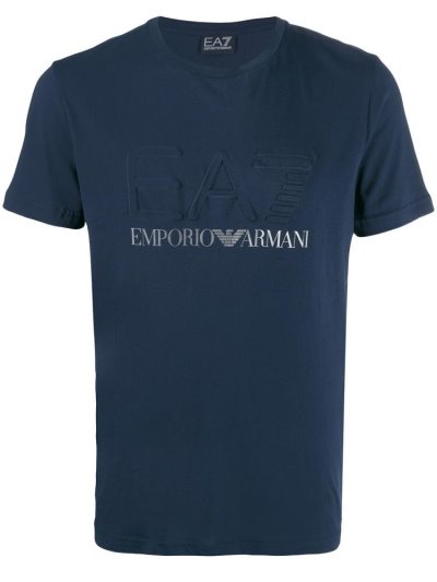 Blue Men's Ea7 Emporio Armani Logo Print T Shirts | 61DBHCM