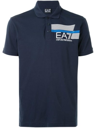 Blue Men's Ea7 Emporio Armani Logo Polo Shirts | XMQTNRP