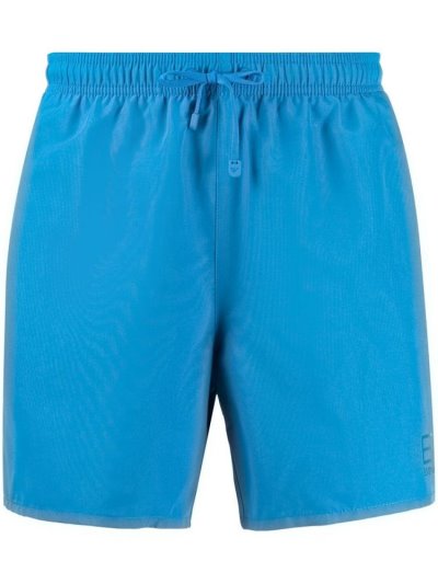 Blue Men's Ea7 Emporio Armani Metallic Logo Print Swim Shorts | FFX8S5Y