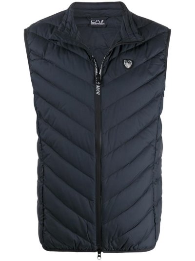 Blue Men's Ea7 Emporio Armani Padded Logo Plaque Gilet Vest | SW43Q7B