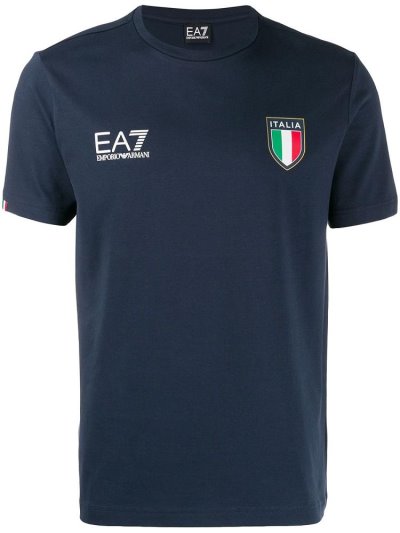 Blue Men's Ea7 Emporio Armani Printed Logo T Shirts | 5V3NB9S