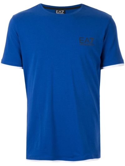 Blue Men's Ea7 Emporio Armani Printed Logo T Shirts | LJ8ZJ2I