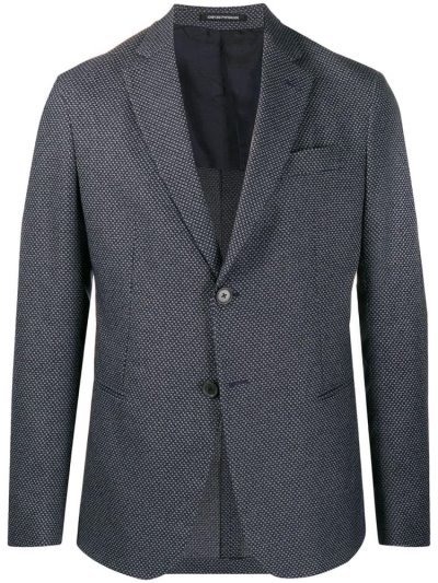 Blue Men's Armani Emporio All Over Patterned Tailored Blazers | P3LIIW7