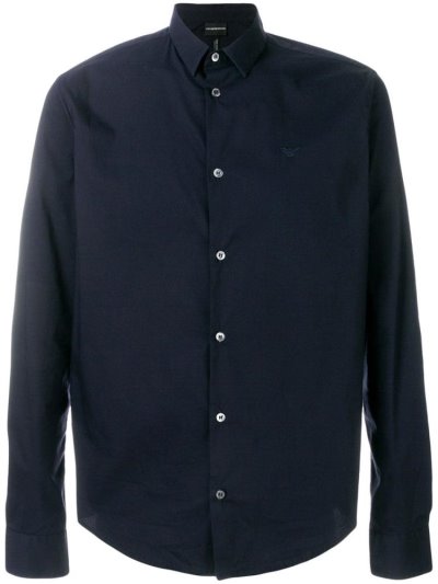 Blue Men's Armani Emporio Classic Button Down Shirts | VEQ7V66