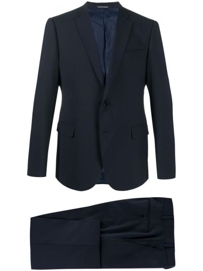 Blue Men's Armani Emporio Fitted Two Piece Suits | FZ06FF7