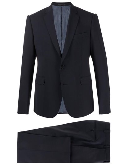 Blue Men's Armani Emporio Fitted Two Piece Suits | R9JAF7Z