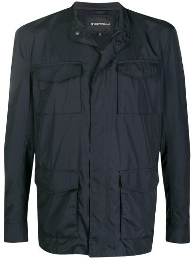 Blue Men's Armani Emporio Flap Pocket Jackets | T8QUNFV