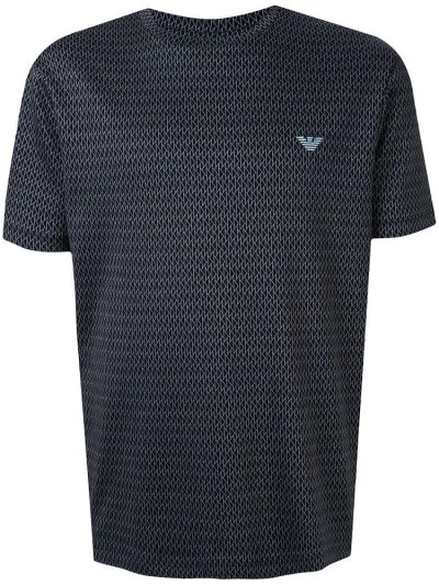 Blue Men's Armani Emporio Geometric Print T Shirts | CEF26OE