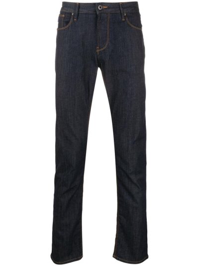 Blue Men's Armani Emporio High Rise Slim Fit Jeans | A2W6EZJ