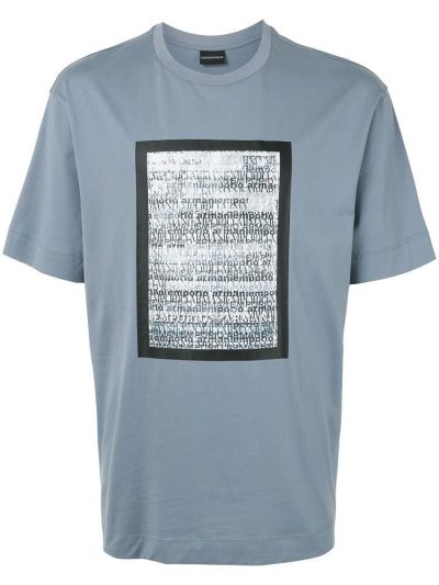 Blue Men's Armani Emporio Logo Print T Shirts | 9YTH7Q8