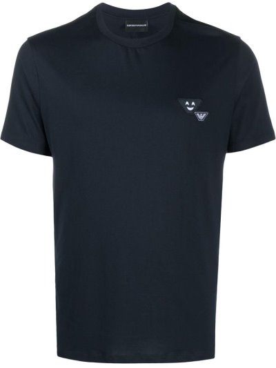 Blue Men's Armani Emporio Logo Short Sleeve T Shirts | N48XUWJ