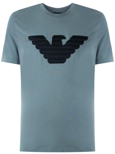 Blue Men's Armani Emporio Logo T Shirts | 4H6U6G6