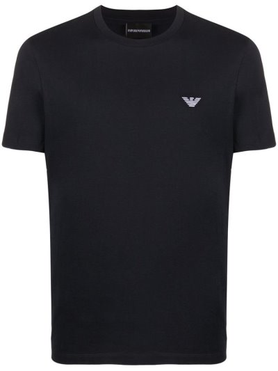 Blue Men's Armani Emporio Logo T Shirts | 55GTKHY