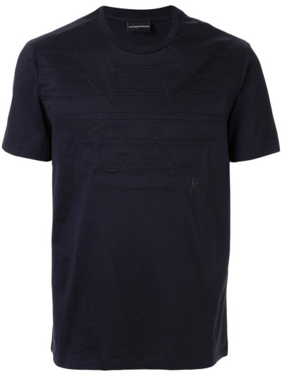 Blue Men's Armani Emporio Logo T Shirts | FL8JJ6R