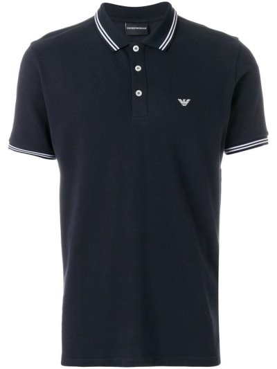 Blue Men's Armani Emporio Logoed Polo Shirts | 8YPPAUS