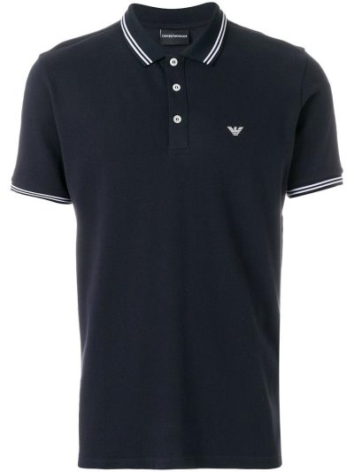 Blue Men's Armani Emporio Logoed Polo Shirts | PE5HAXZ