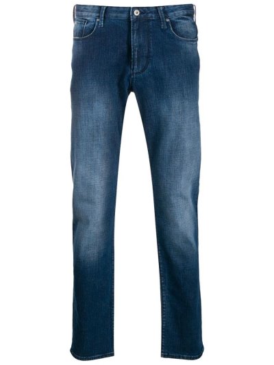 Blue Men's Armani Emporio Low Rise Slim Fit Jeans | 9MY8AJ9