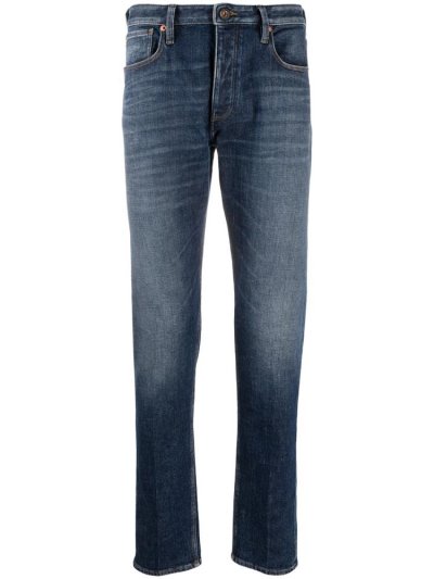 Blue Men's Armani Emporio Low Rise Slim Fit Jeans | HEWU727