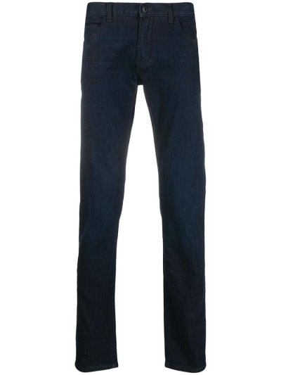 Blue Men's Armani Emporio Low Rise Straight Leg Jeans | NUERBR1