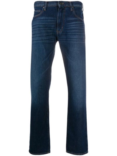 Blue Men's Armani Emporio Mid Rise Slim Fit Jeans | I2X80ST