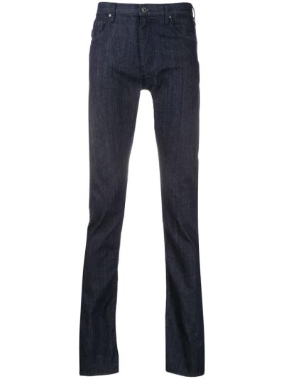 Blue Men's Armani Emporio Mid Rise Skinny Jeans | T81Q77U