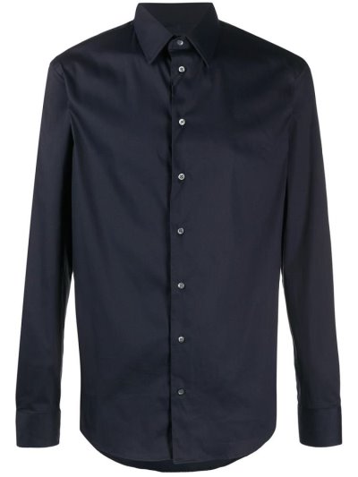 Blue Men's Armani Emporio Natural Cotton Shirts | S465D50