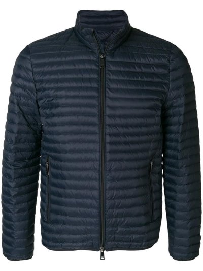 Blue Men's Armani Emporio Padded Zip Up Jackets | 6VMN1VL