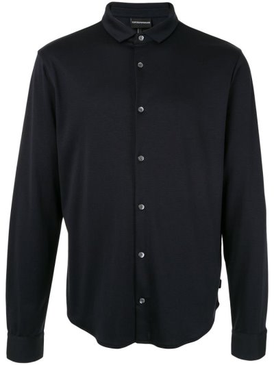 Blue Men's Armani Emporio Plain Lightweight Shirts | WYDWZ38