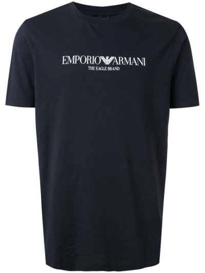 Blue Men's Armani Emporio Printed Logo T Shirts | UD1HJM1