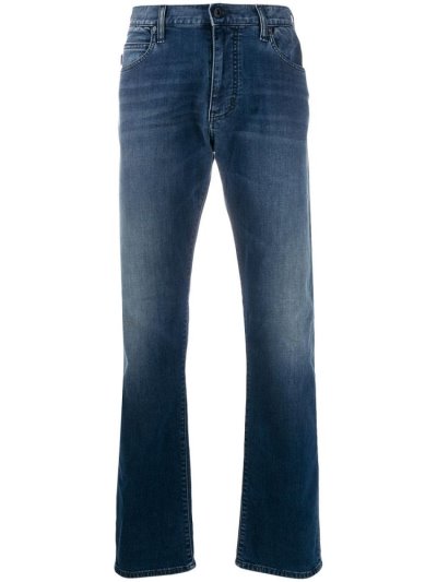 Blue Men's Armani Emporio Regular Fit Jeans | B4HHTAT