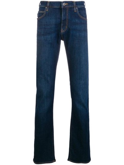 Blue Men's Armani Emporio Regular Fit J45 Jeans | LQOS2EA