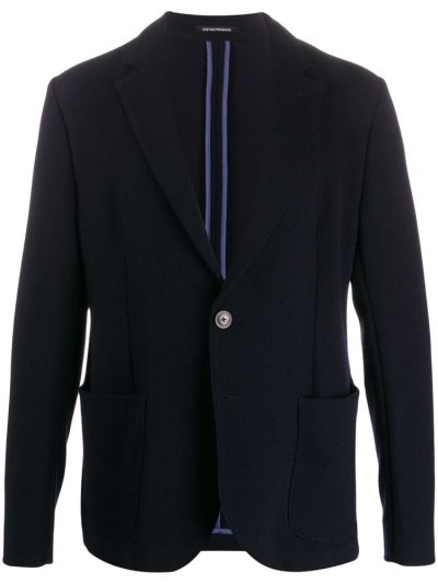 Blue Men's Armani Emporio Relaxed Sport Jacket Jackets | Q1HF5K4