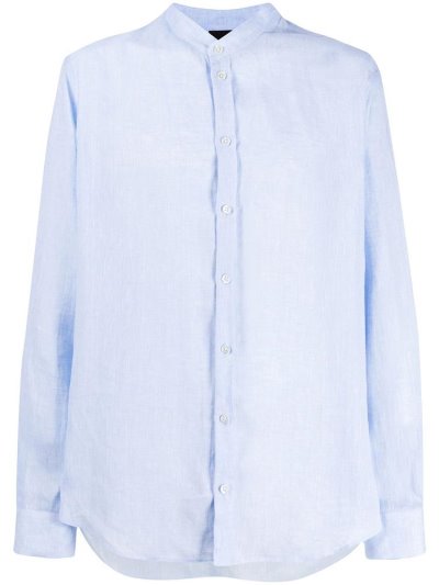 Blue Men's Armani Emporio Round Neck Shirts | 3AOEW3W