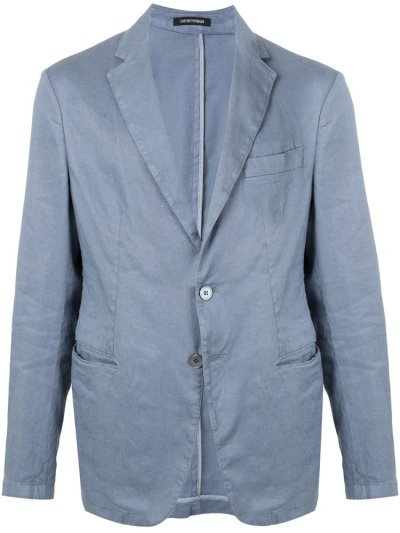 Blue Men's Armani Emporio Single Breasted Blazers | GVRNNZR