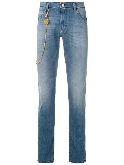 Blue Men's Armani Emporio Slim Faded Jeans | OEL8B7P