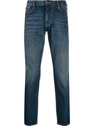 Blue Men's Armani Emporio Slim Fit Jeans | I99BEMJ