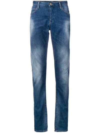 Blue Men's Armani Emporio Slim Fit Pants | IRVPSNI