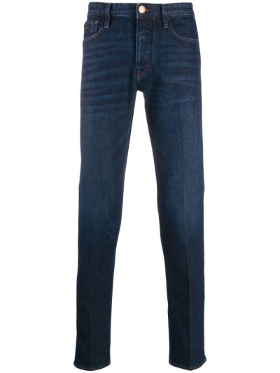 Blue Men's Armani Emporio Slim Fit Denim Pants | JK3FYPQ