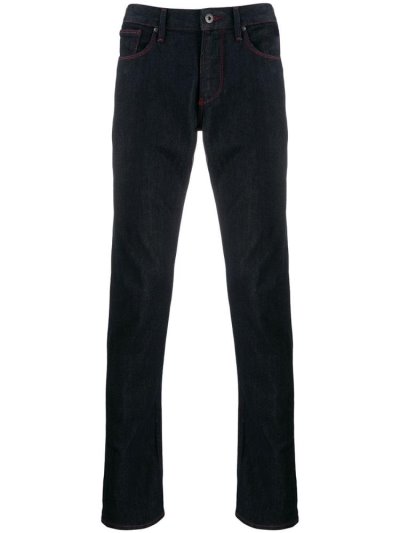 Blue Men's Armani Emporio Slim Fit Jeans | LL9J6FG