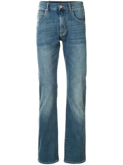 Blue Men's Armani Emporio Slim Fit Mid Rise Jeans | X61IHJL