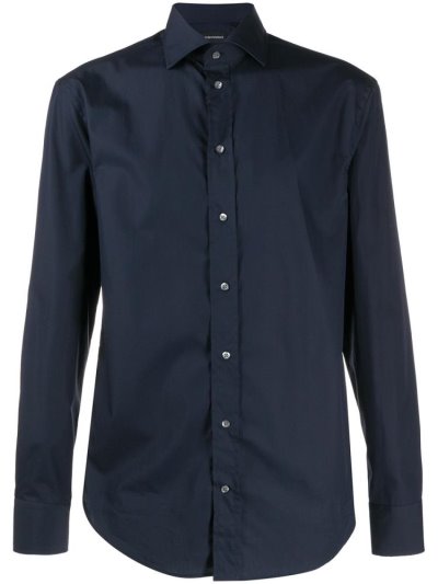 Blue Men's Armani Emporio Slim Fit Shirts | Z84NWLW