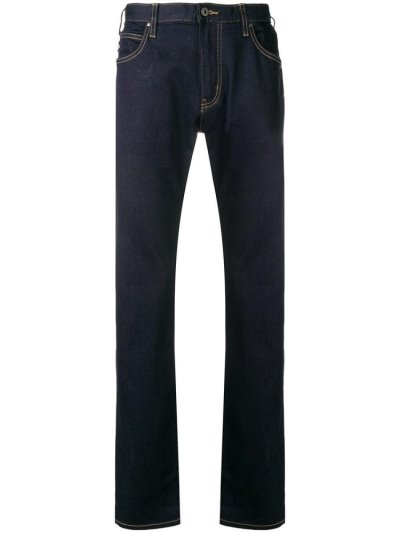 Blue Men's Armani Emporio Straight Leg Jeans | 4U8945T