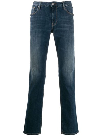 Blue Men's Armani Emporio Straight Leg J06 Jeans | HZYEYCJ