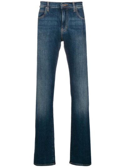 Blue Men's Armani Emporio Straight Leg Jeans | IDJ8H65