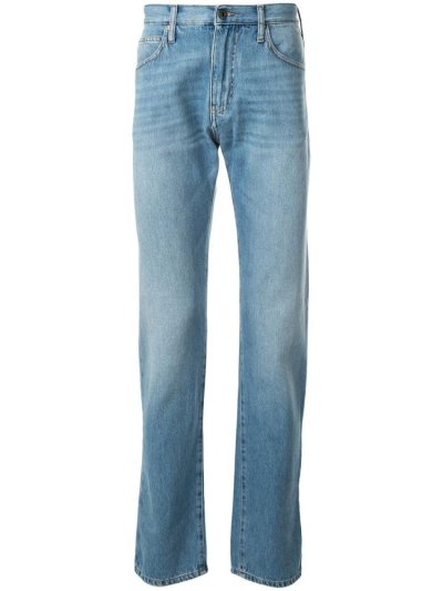 Blue Men's Armani Emporio Straight Leg Jeans | PATY61U