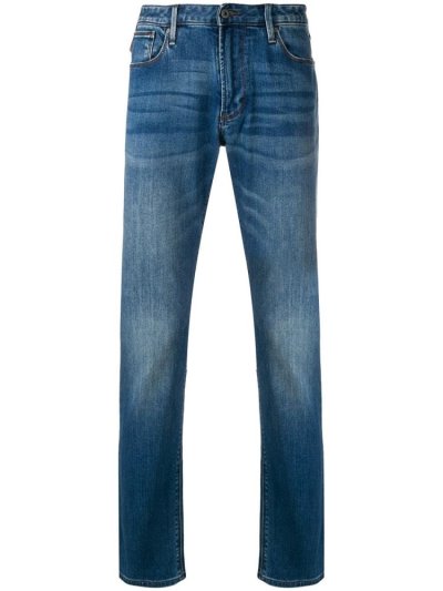 Blue Men's Armani Emporio Straight Leg Jeans | TXS299I