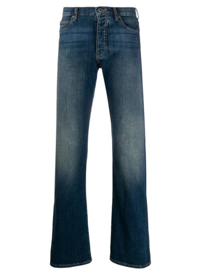 Blue Men's Armani Emporio Straight Leg Jeans | YTEC6B0