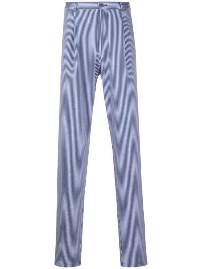 Blue Men's Armani Emporio Striped Straight Leg Pants | D6AX81O